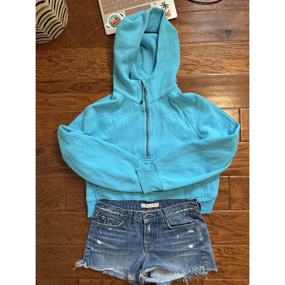 Lululemon Scuba Oversized Half Zip Hoodie Electric Turquoise Blue XS/S LW3DM4S
